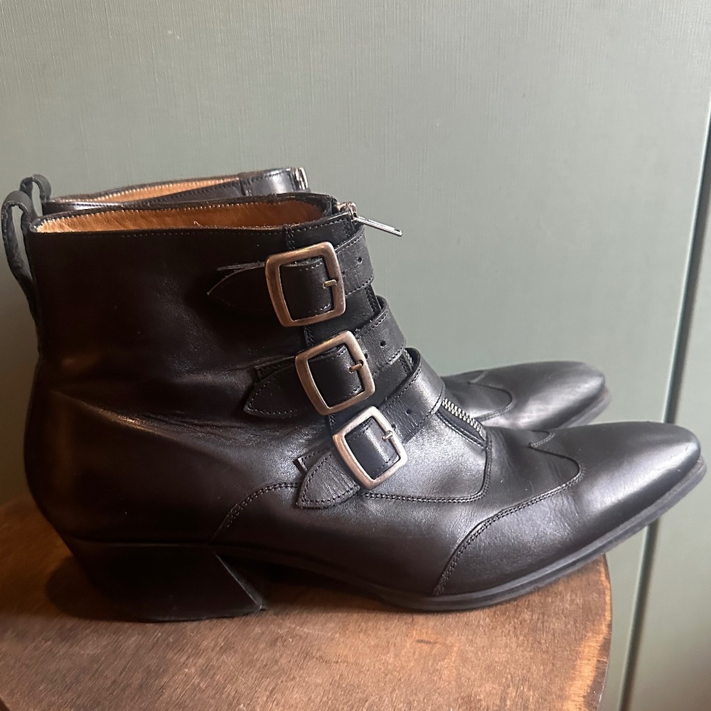 John Fluevog Jack triple strap boots- all black size 12 discontinued